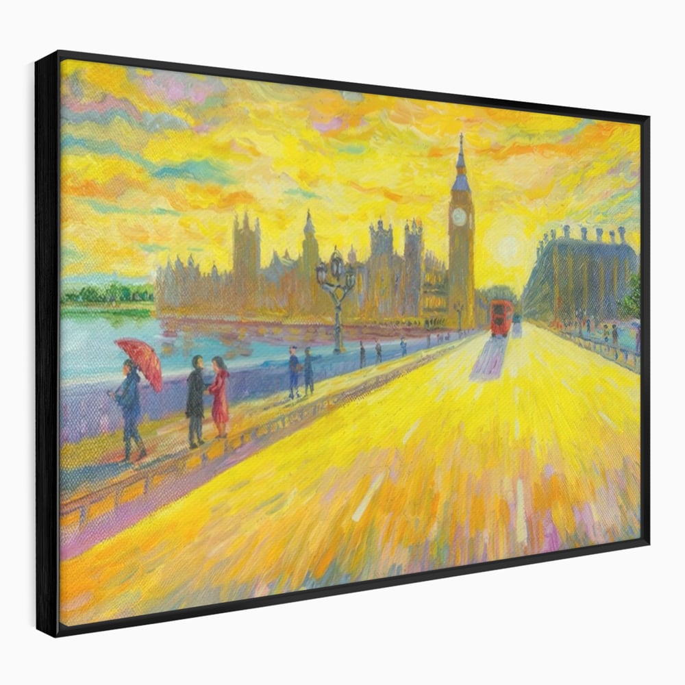 Tablou canvas cu tablou canvas cu londra si big ben, in rama de aluminiu negru